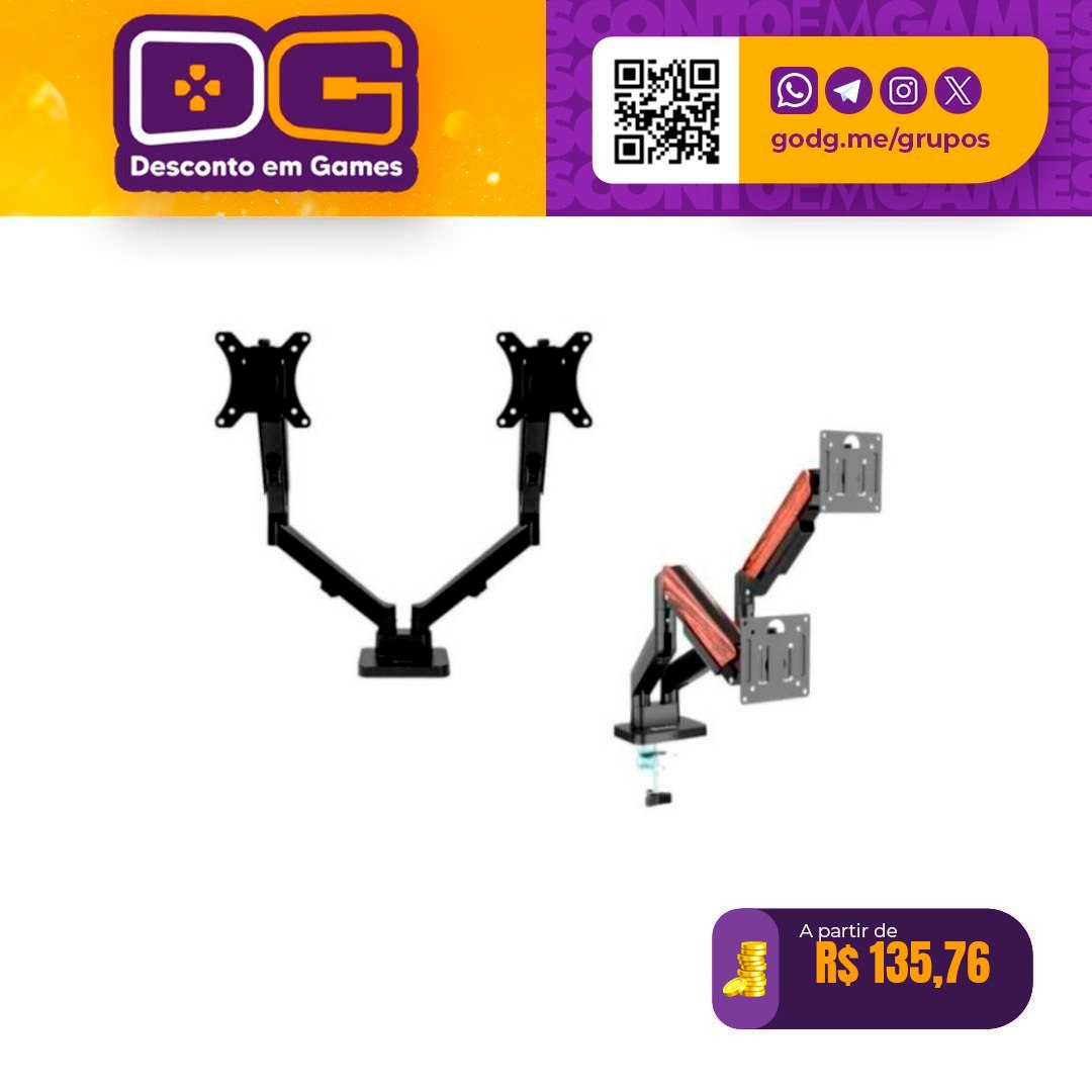 Suporte Articulado Para Monitor Zinnia Rust 200 17 Pol a 32 Pol Preto ZNO-RUST200-BL01