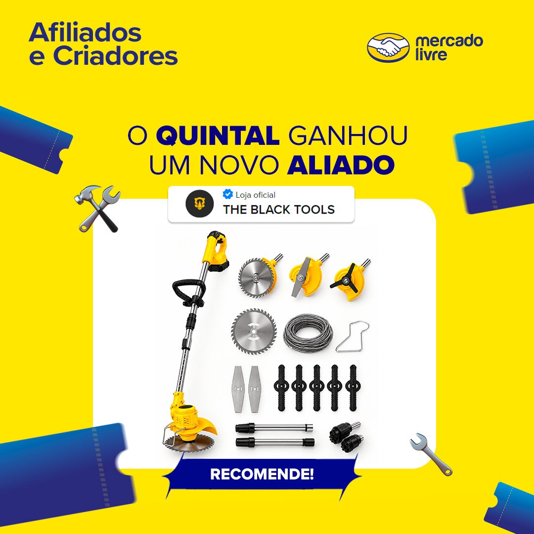 Roçadeira Aparador Grama a Bateria Recarregável 21V 750W Profissional com Acessórios TCG21C The Black Tools