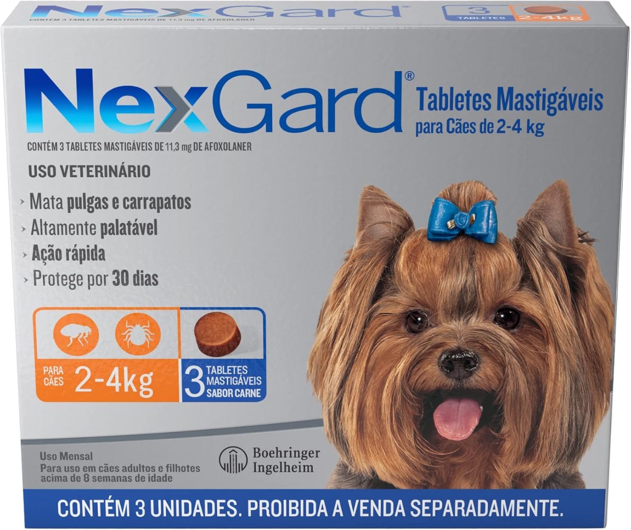 NexGard Antipulgas e Carrapatos para Cães de 2 a 4kg 3 tabletes